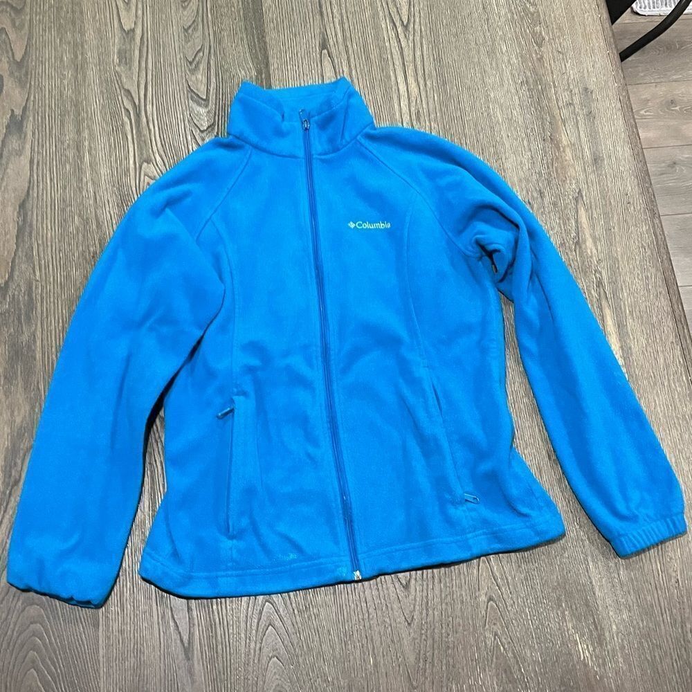 Columbia Women's Fleece Basic Jacket Full Zip Pockets Long Sleeve Blue Size L